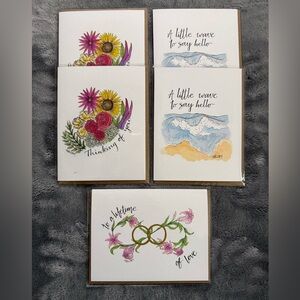 Lot of 5 Unique Handmade Greeting Cards Blank Inside